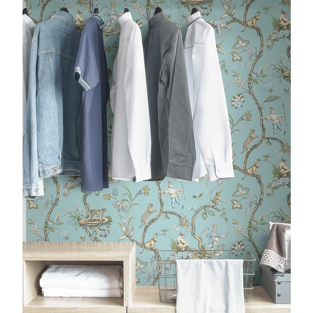 Robin Egg Blue Chinoiserie Self-Adhesive Wallpaper Roll