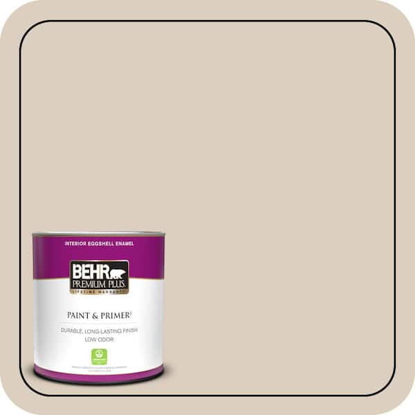 BEHR PREMIUM PLUS 1 qt. #OR-W07 Spanish Sand Eggshell Enamel Low Odor Interior Paint & Primer