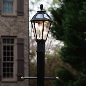 Polaris Solar 1-Light Black Outdoor Solar Warm White LED Post Light with Pier Base or Wall Sconce Mounting Options