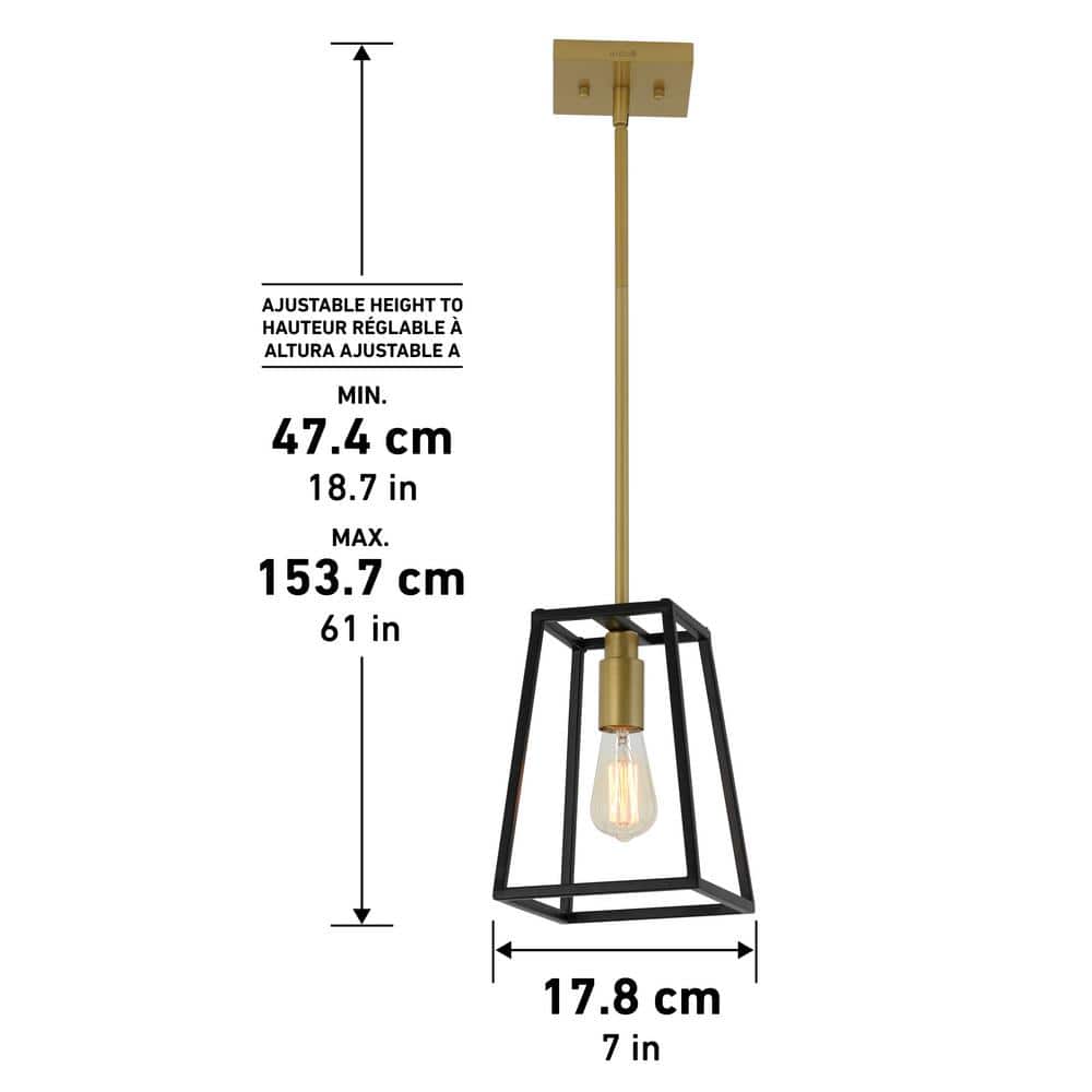 Carter 1 Modern Mini Pendant Light in Black and Gold