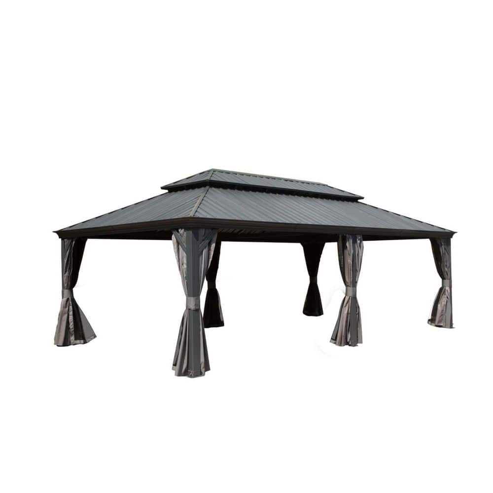14 ft. x 22 ft. Grey Outdoor Gazebo with Curtains and Netting price history on PriceWatchPro