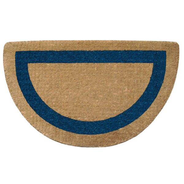 Nedia Home Single Picture Frame Blue 22 in. x 36 in. Heavy Duty Coir Half Round Plain Door Mat