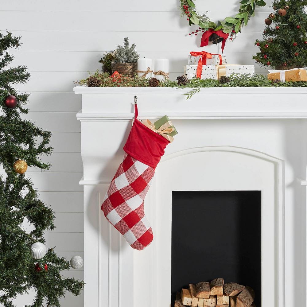 Annie Red and White Checkered Christmas Stocking 12x20