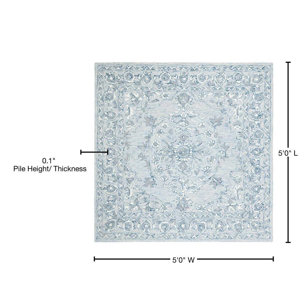 Ivory Tufted Handmade Reversible Wool Square Rug
