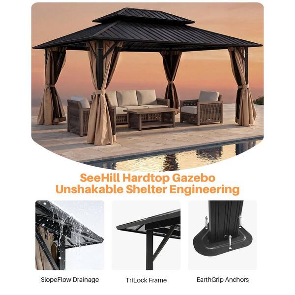 CikaCika 10 ft. x 12 ft. Double Roof Hardtop Aluminum Patio Gazebo