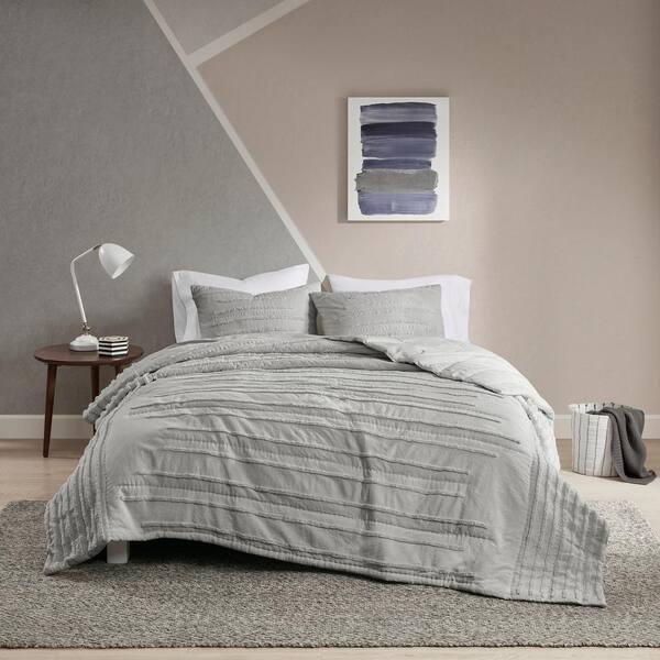 Intelligent Design Camden 3-Piece Grey King/Cal King Cotton Chenille Coverlet Set