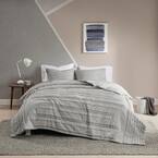 Camden 3-Piece Grey King/Cal King Cotton Chenille Coverlet Set