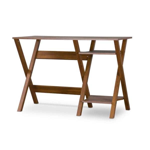 Sonoma Oak Veneer Brown Writing Desk with Shelves