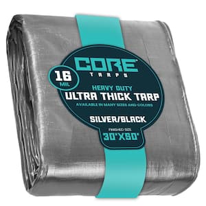 30 ft. x 50 ft. Silver/Black 16 Mil Heavy Duty Polyethylene Tarp, Waterproof, UV Resistant, Rip and Tear Proof