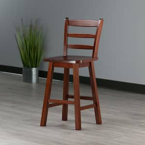 Scalera Ladder-Back Swivel Seat 24 in. H Counter Stool, Walnut