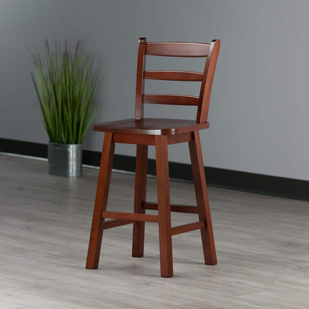 Scalera 24" Walnut Wood Swivel Counter Stool