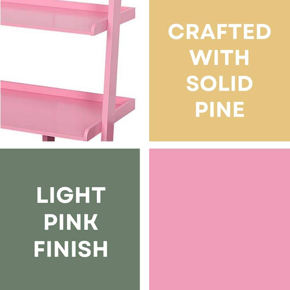 American Heritage Light Pink 5-Tier Wooden Ladder Bookshelf