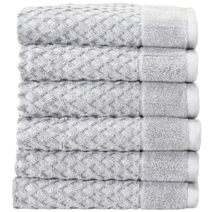 Gray Solid 100% Cotton Textured Premium Hand Towel (Set of 6)