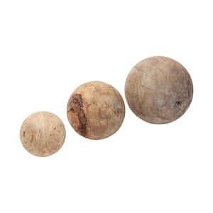 Carrick (Set of 3) Natural Wood Decorative Spheres