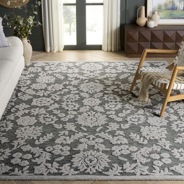 Blossom 9 ft. x 12 ft. Gray/Ivory Persian Area Rug