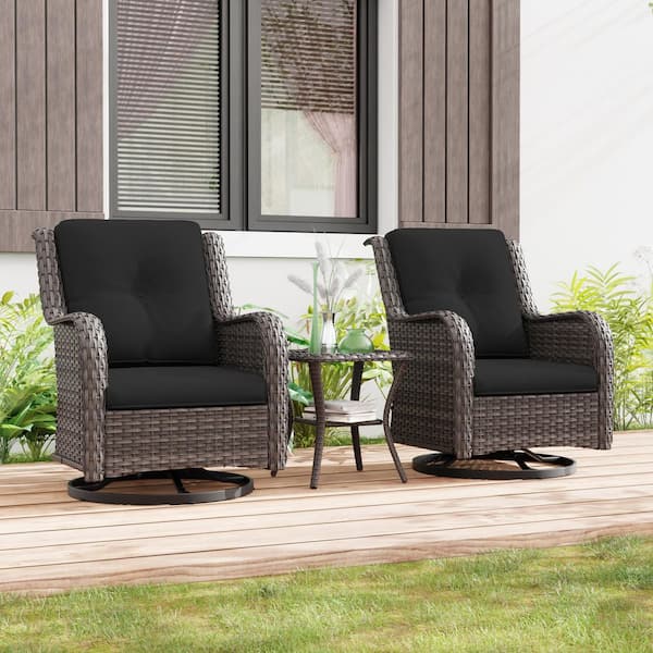 22 in. x 24 in. 2-Piece Outdoor Lounge Chair Replacement Cushion Set in Black