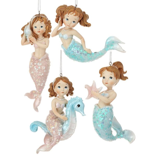 5 in. Resin Mermaid Ornament (Set of 4)