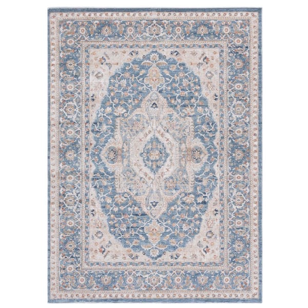 Ellwood 7 ft. x 10 ft. Navy/Beige Ornate Medallion Area Rug