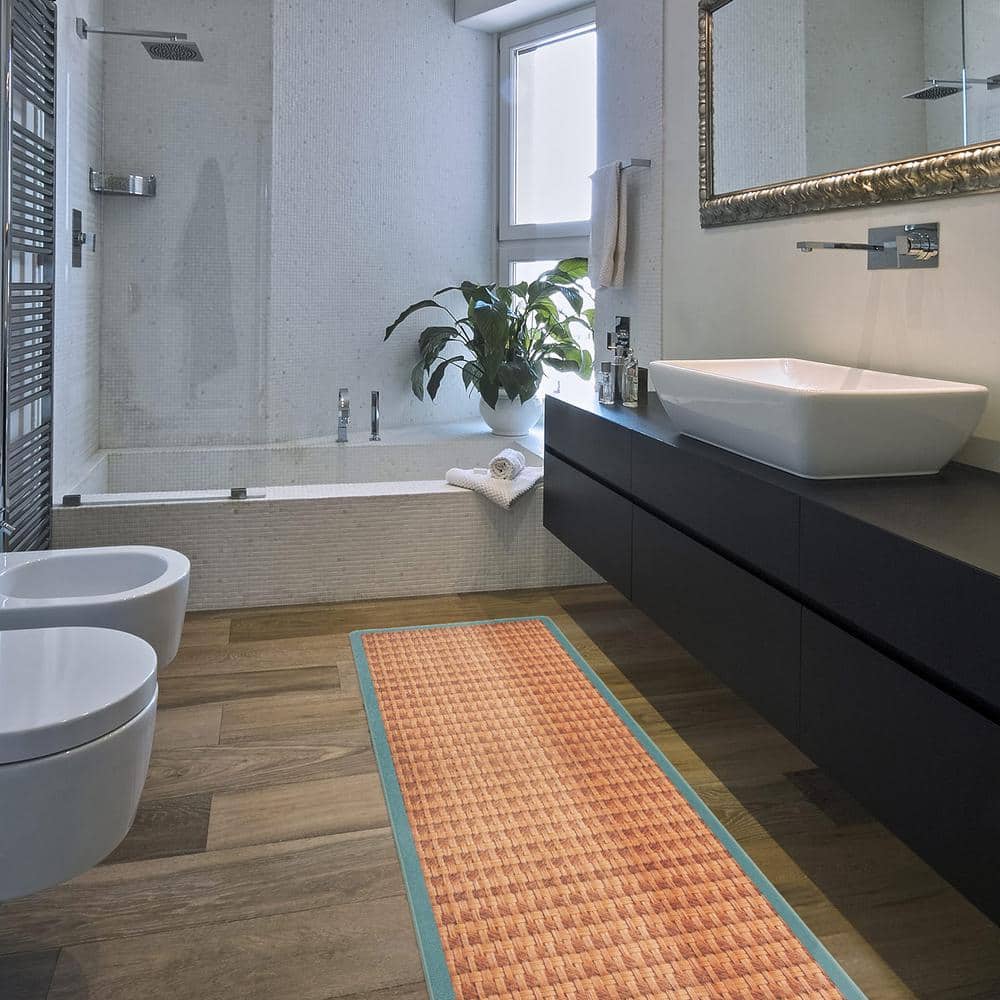 Natural Border Blue and Beige Anti-Fatigue Standing Mat 18"x47"