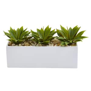 7 in. Artificial Agave Succulent in Rectangular Planter