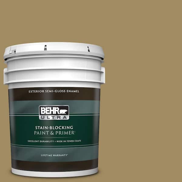 BEHR ULTRA 5 gal. #S320-6 Garden Salt Green Semi-Gloss Enamel Exterior Paint & Primer