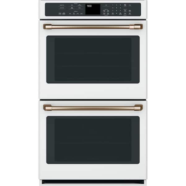 Cafe 30 in. Smart Double Electric Wall Oven with Convection Self-Clean in Matte White, Fingerprint Resistant