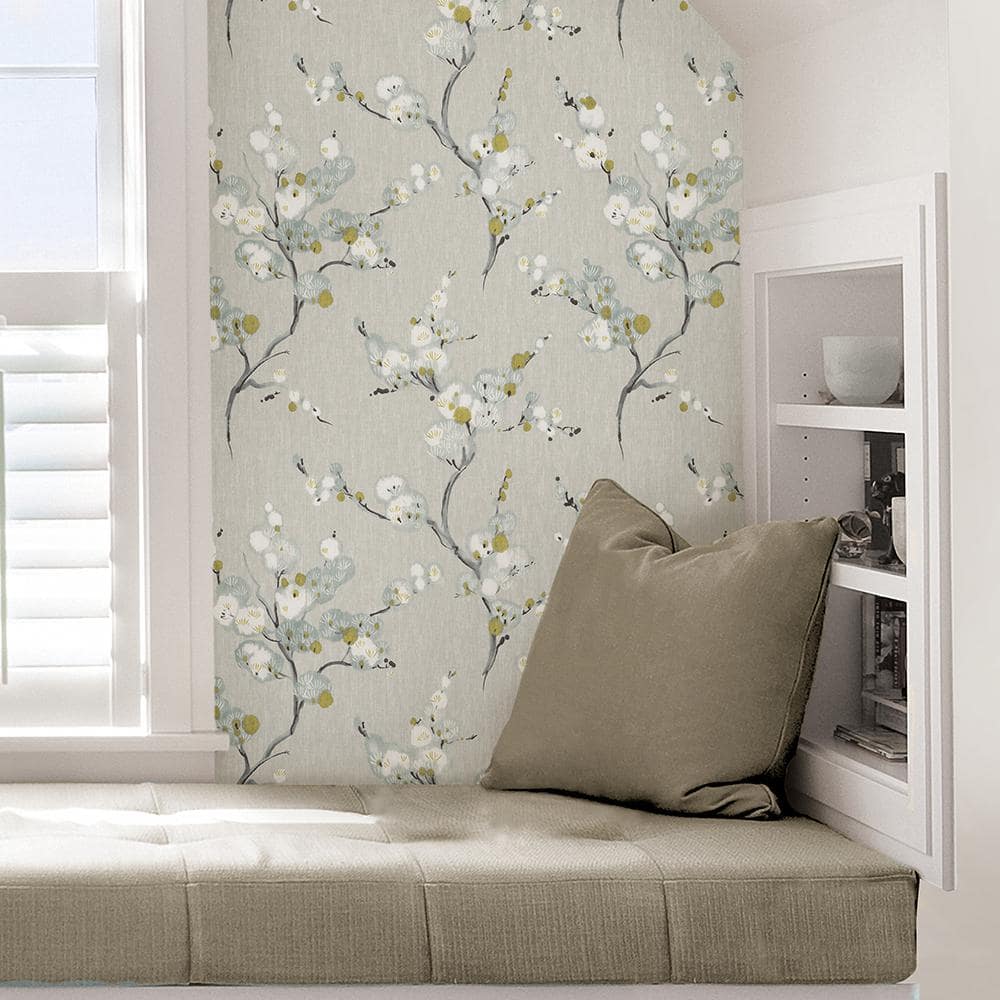 Mirei Grey Floral Peel & Stick Vinyl Wallpaper