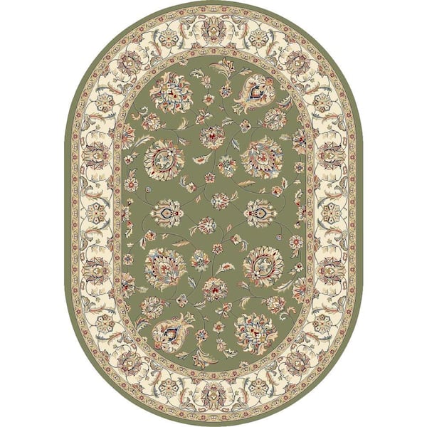 Home Decorators Collection Judith Green/Ivory 5 ft. x 8 ft. Oval Indoor Area Rug