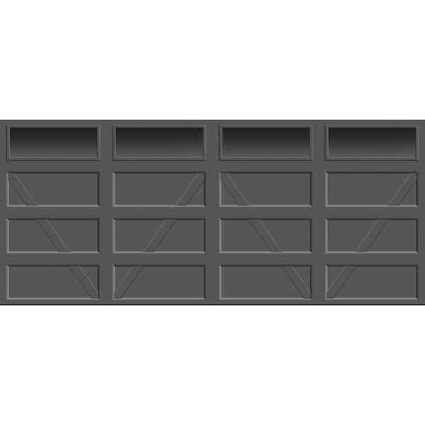 Bridgeport Steel Design V 16 ft. X 7 ft. Non-Insulated Charcoal Garage Door with plain windows