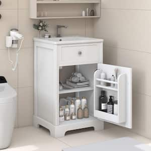 20 in. W x 18 in. D x 34 in. H Single Sink Freestanding Bath Vanity in White with White Ceramic Top and Storage Cabinet