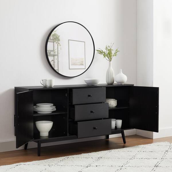 CROSLEY FURNITURE Lucas Black MDF 58 in. Sideboard CF1119-BK - The