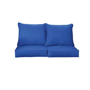 27 in. x 30 in. Indoor/Outdoor Sunbrella Canvas True Blue Deep Seating Loveseat Cushion