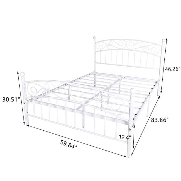 GODEER 83.26 in. W White Queen Metal Bed Frame Platform with Headboard and  Footboard, Heavy Duty and Quick Assembly W84041893LXL - The Home Depot