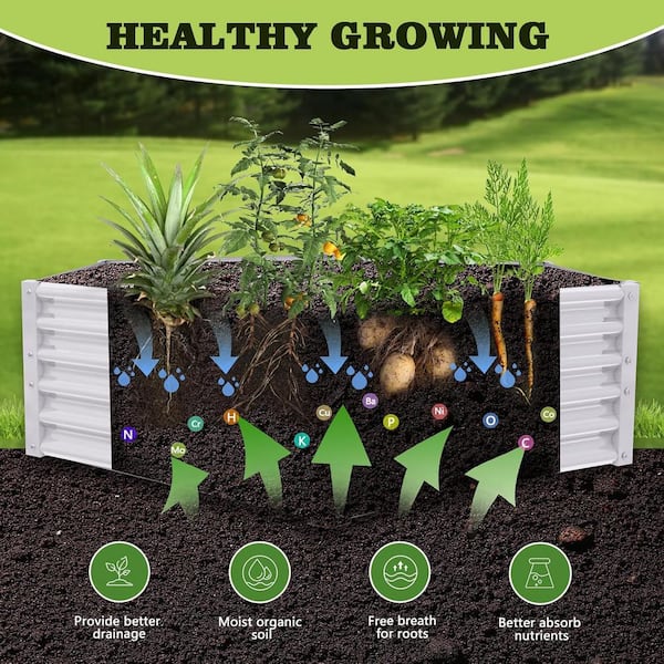 White 70in. x 60in. x 18in. Hexagon Galvanized Raised Garden