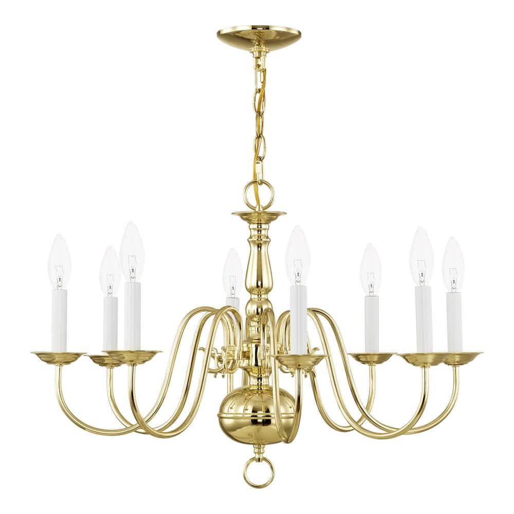 Colonial Elegance 8-Light Polished Brass Chandelier