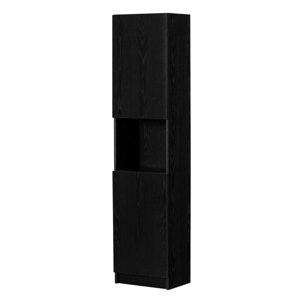 59 in. Black Wood 5-shelf Standard cheapest Bookcase with Doors