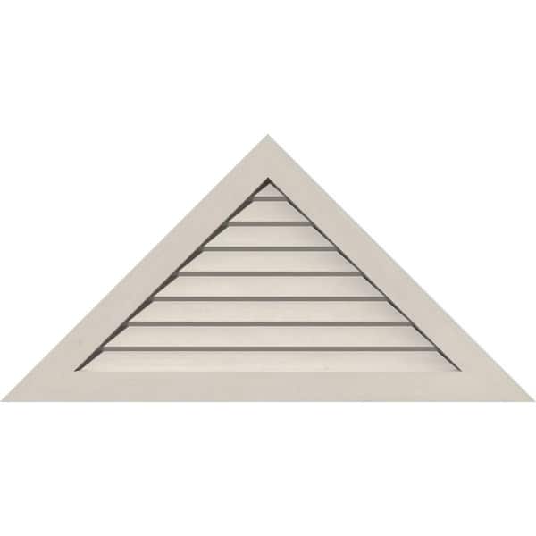 Ekena Millwork 57.75" x 24.125" Triangle Primed Smooth Pine Wood Paintable Gable Louver Vent Decorative