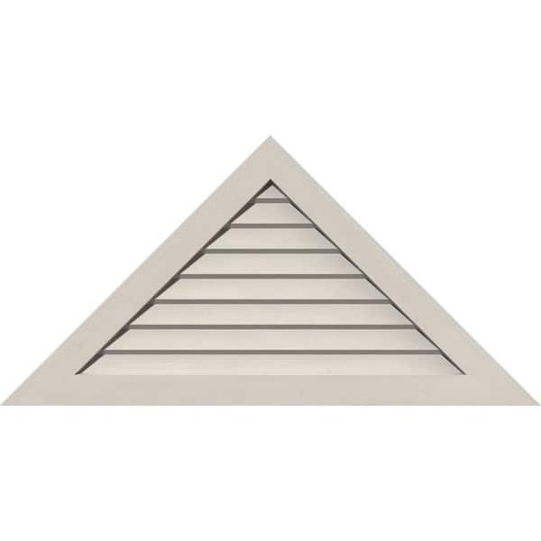 Ekena Millwork 64.125 in. x 32 in. Triangle Primed Smooth Pine Wood Built-in Screen Gable Louver Vent