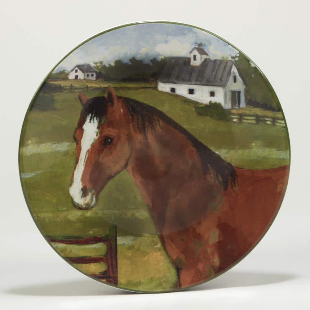 York Stables Ceramic Horse Design Salad Plates, Set of 4