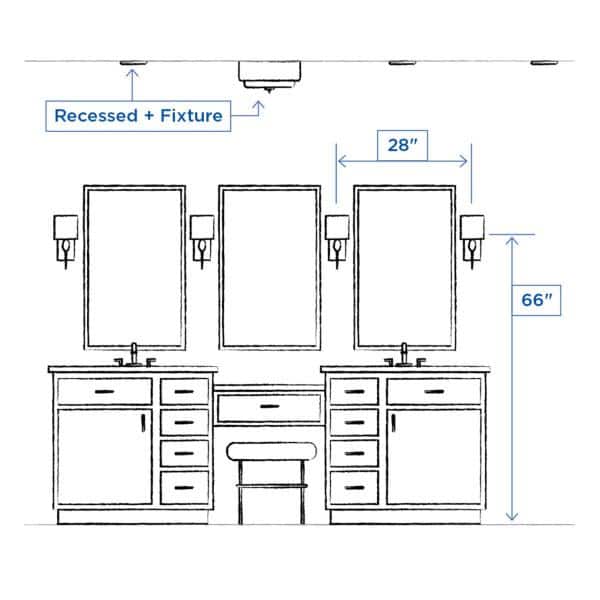 Polished Chrome 2-Light Bath Vanity with Etched White Glass Shades