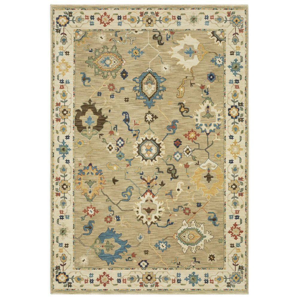 8' X 11' Beige Light Blue And Tan Oriental Area Rug With Fringe price history on PriceWatchPro