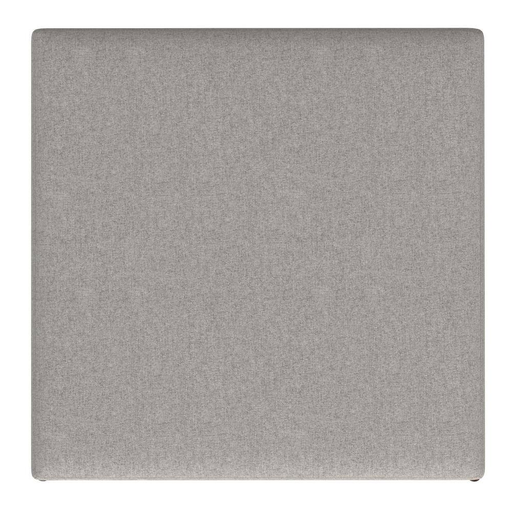 Cloud Gray Upholstered Storage Ottoman with Solid Wood Legs
