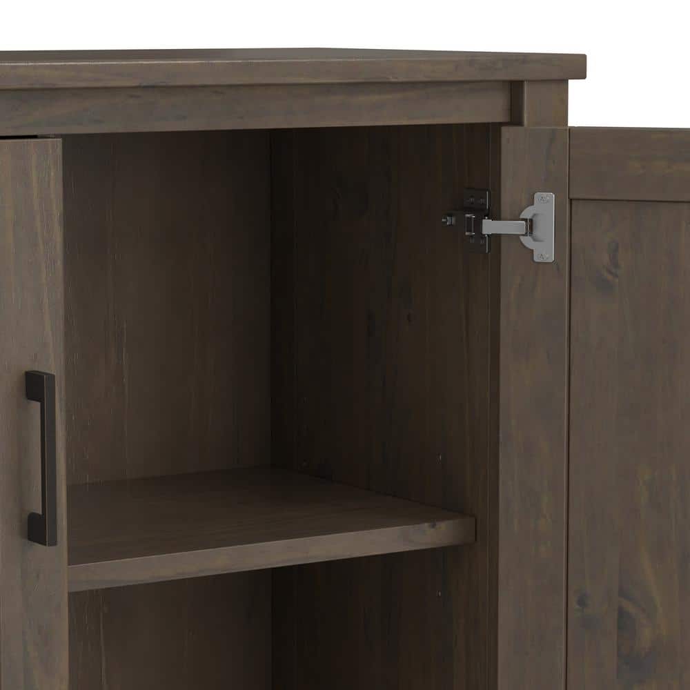 Smoky Brown Wood Freestanding Office Storage Cabinet with Adjustable Shelving
