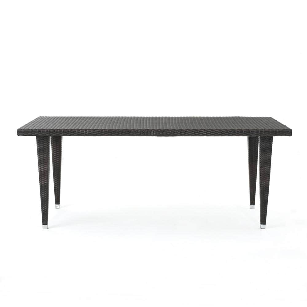 Outdoor Rattan Patio Dining Table, Resin. Wicker Rectangular Tabletop for Y