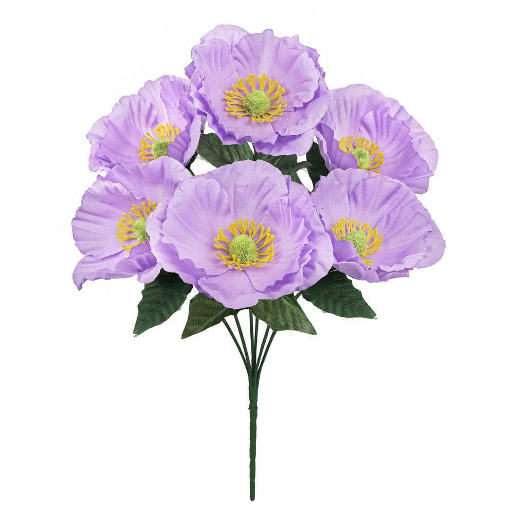 poppypuppy☆ LIVING LUXURY 14 in. Lavender Purple Artificial Poppy Flower Stem