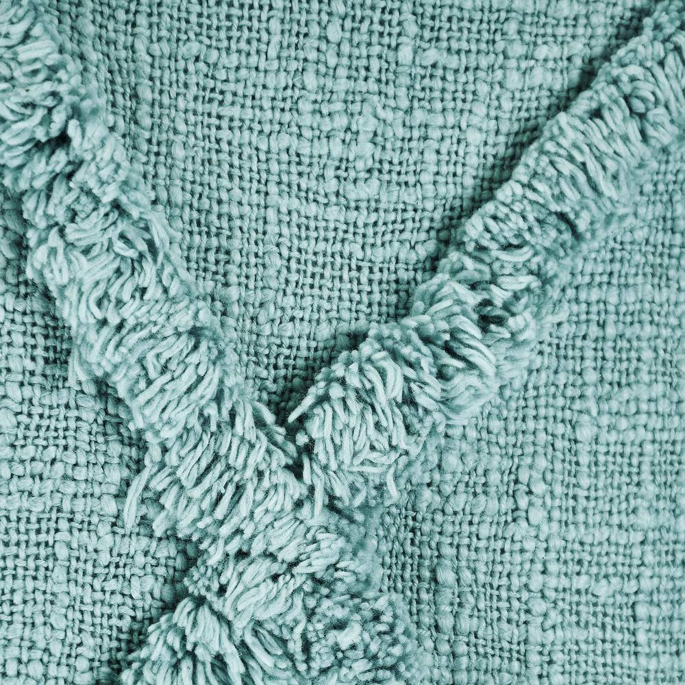 Blue Tufted Cotton Square Throw Pillow Set