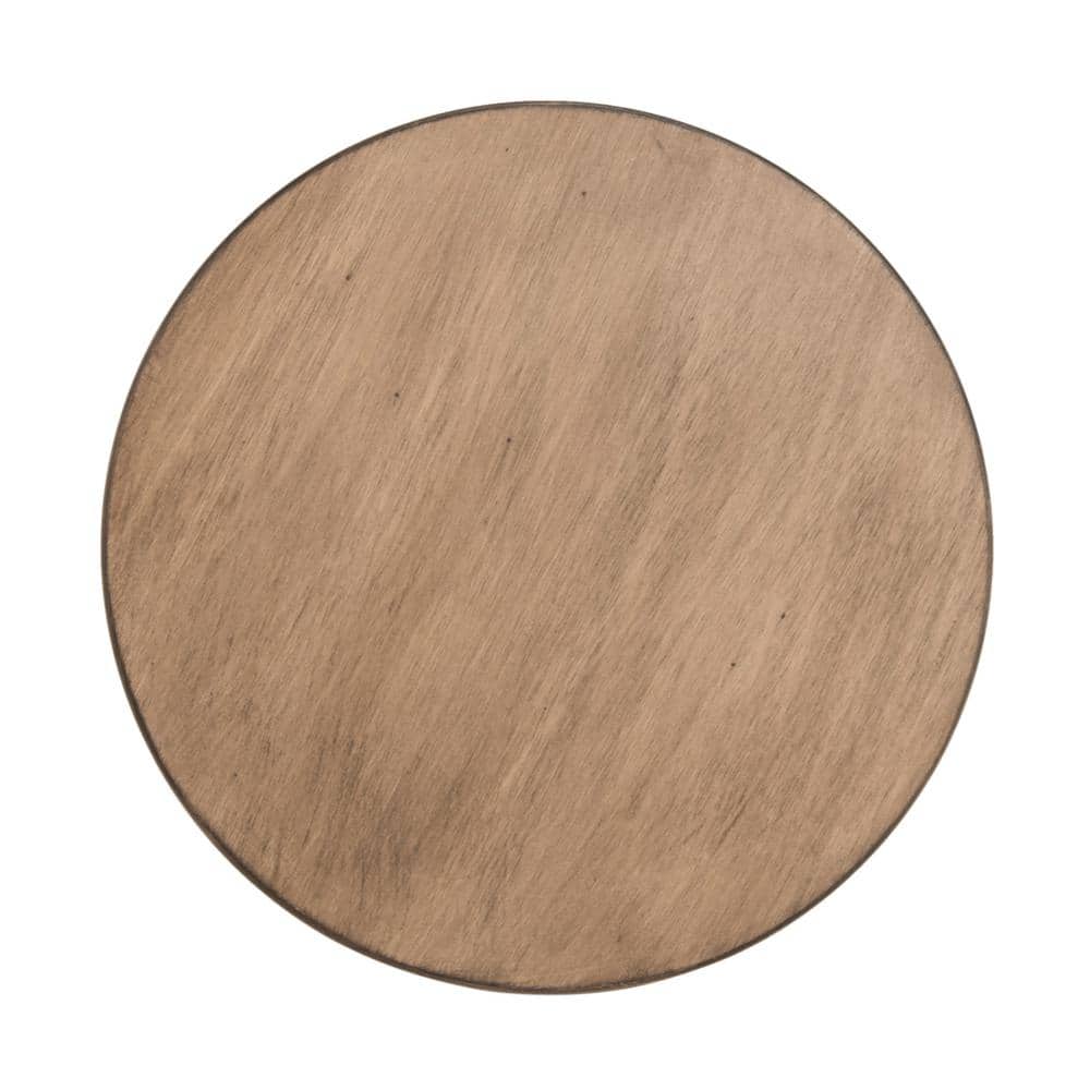 Hygge-Inspired Desert Brown Round Pine Accent Table