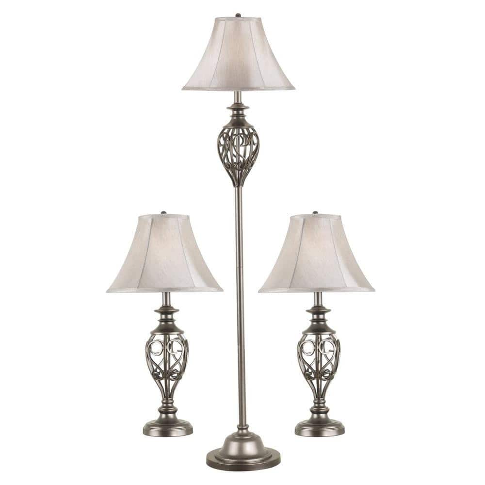 Kenroy Home Cerise 27 In Silver 2 Table And 1 Floor Lamp Set 80007sil The Home Depot