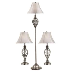 Cerise 27 in. Silver 2-Table and 1-Floor Lamp Set