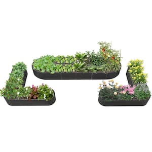 Galvanized Steel Raised Garden Beds Layout, Outdoor Garden Beds Combination, Gray, Set of 3